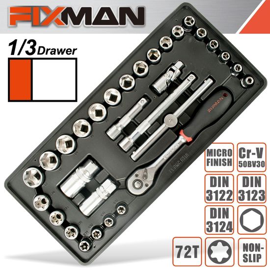 FIXMAN 31-pc 3/8"dr.sockets & Accessories